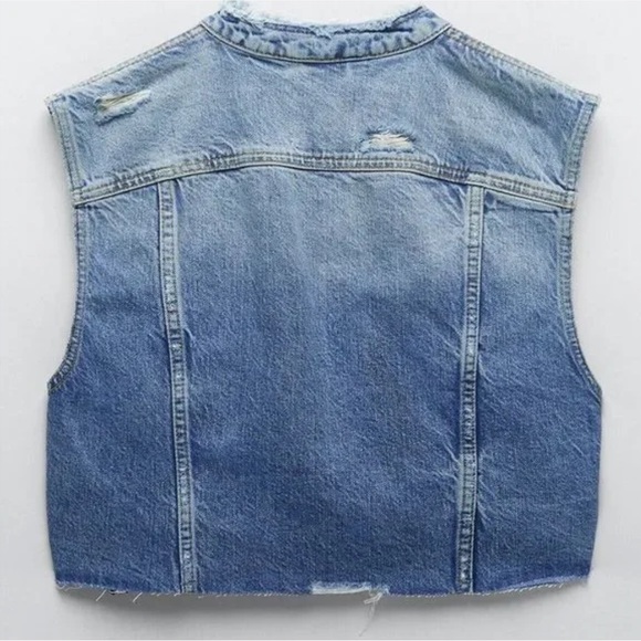 𝗡𝗪𝗧 𝗭𝗮𝗿𝗮 • The Cropped Denim Vest - Picture 7 of 14